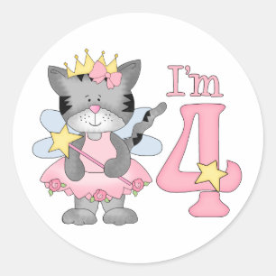 Princess Kitty 4th Birthday Classic Round Sticker