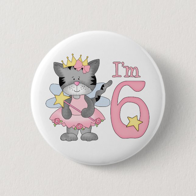 Princess Kitty 6th Birthday 6 Cm Round Badge (Front)