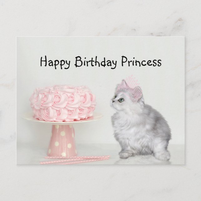Princess kitty birthday postcard (Front)