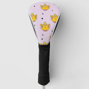 Princess kitty cat on purple golf head cover