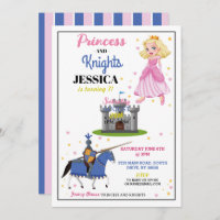 Princess & Knight Shared Girl Birthday Invites