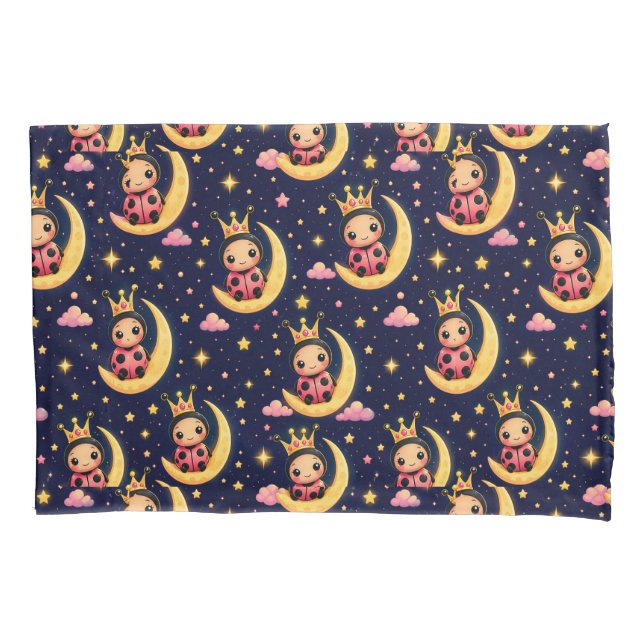 🌙 Princess Ladybug Moon Nursery Decor Gift Pillowcase (Front)