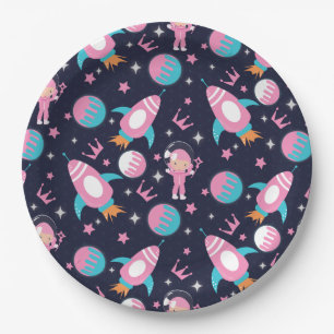 Princess Landing to the Moon Paper Plate