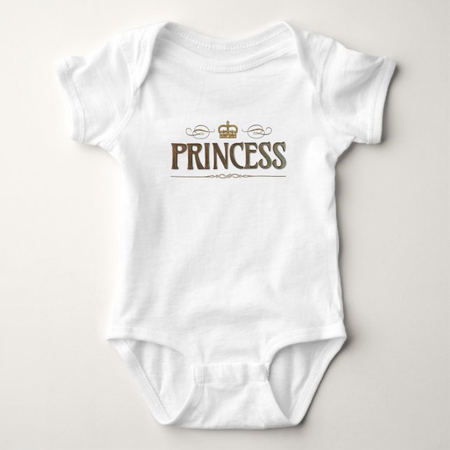 Princess Lettering - Grand Mediaeval Royal Crown Baby Bodysuit (Front)