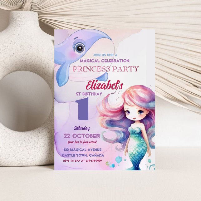 Princess Little Mermaid Magic Sea 1st Birthday Invitation (Creator Uploaded)
