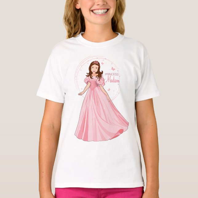 Princess Madison in Pink dress Girl's T-shirt (Front)