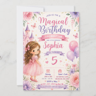 Princess Magical Birthday Invitation Watercolor