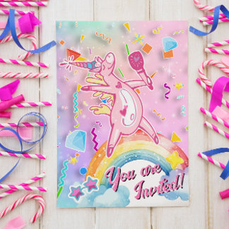 Princess Magical Unicorn Birthday Invite 