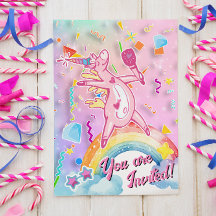 Princess Magical Unicorn Birthday Invite 