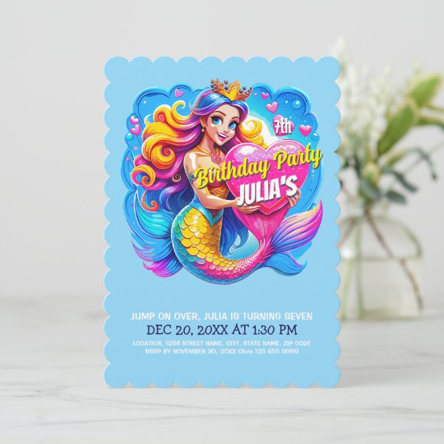 Princess Mermaid Birthday Party Invitation (Standing Front)