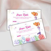 Princess Mermaid Coral Diaper Raffle Baby Shower 