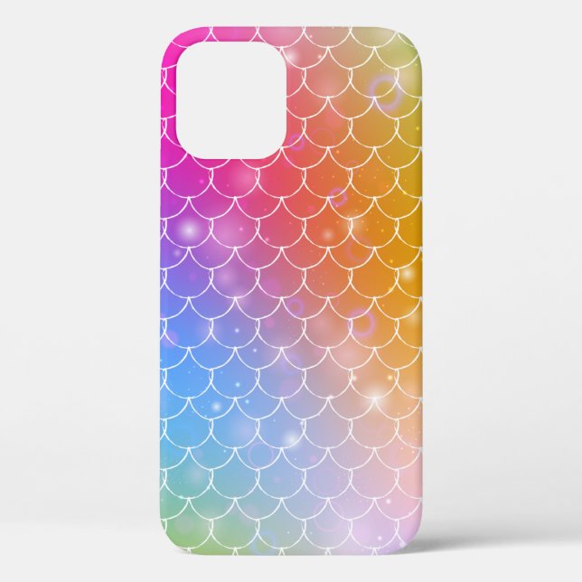 Princess mermaid with kawaii rainbow scales patter Case-Mate iPhone case (Back)