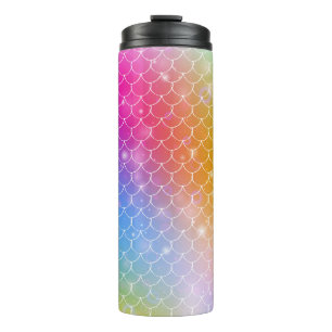 Princess mermaid with kawaii rainbow scales patter thermal tumbler