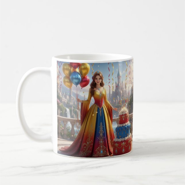 Princess Mug – Birthday Design with Cake (Left)