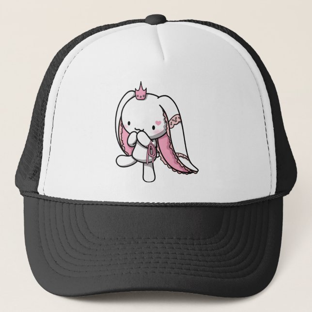 Princess of Hearts White Rabbit Trucker Hat (Front)