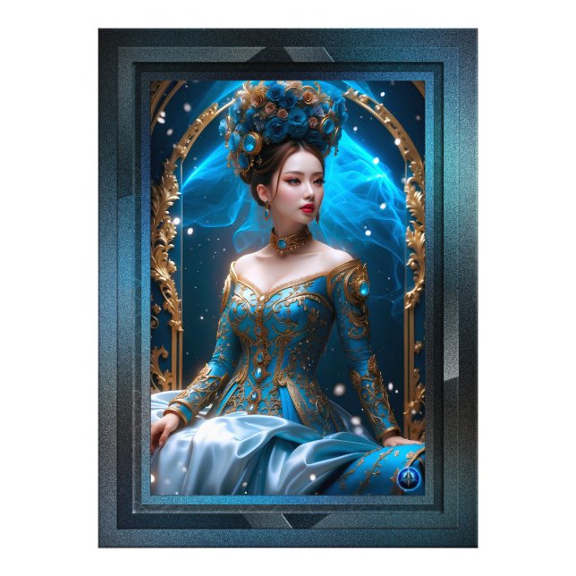 Princess Of The Blue Rose AI Art by Xzendor7 Photo Print (Front)
