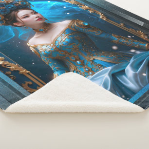 Princess Of The Blue Rose AI Art by Xzendor7 Sherpa Blanket