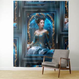 Princess Of The Blue Rose AI Art by Xzendor7 Tapestry