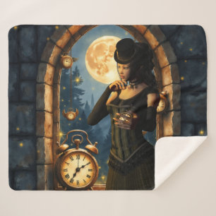 Princess of the Clocks – Keeper of Moonlit Hours.  Sherpa Blanket