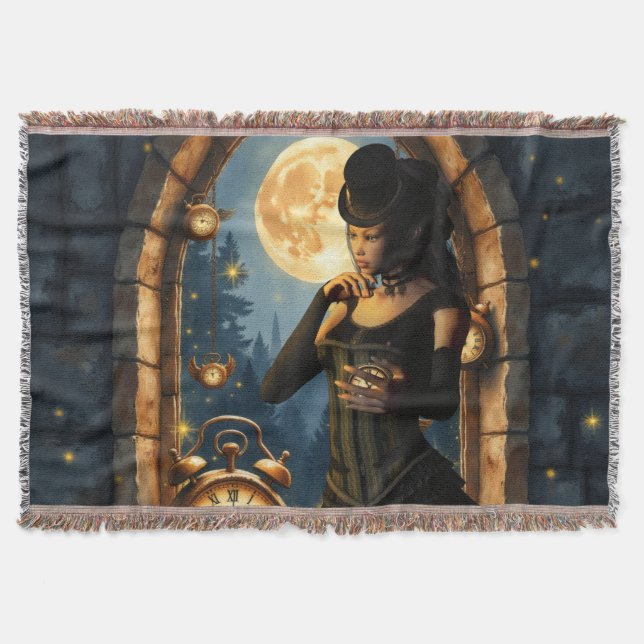 Princess of the Clocks – Keeper of Moonlit Hours.  Throw Blanket (Front)
