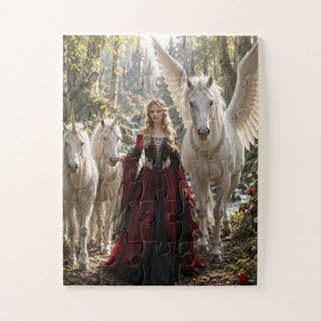 Princess of the Enchanted Unicorn Forest Jigsaw Puzzle (Vertical)