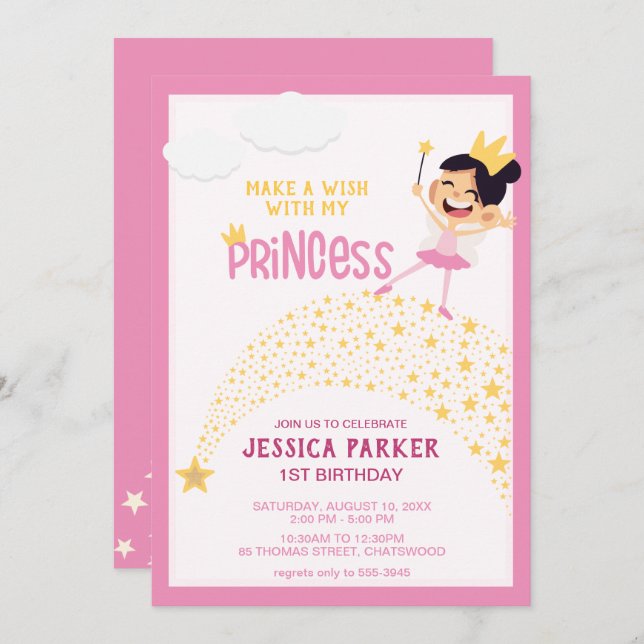 Princess of the Stars, A Magical Wishes Invitation (Front/Back)