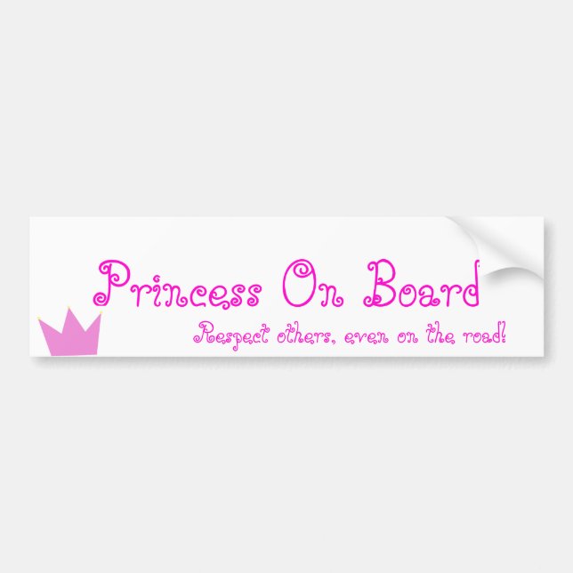 Princess On Board Bumper Sticker (Front)