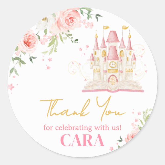 Princess Once Upon a Time Birthday Party Classic Round Sticker (Front)
