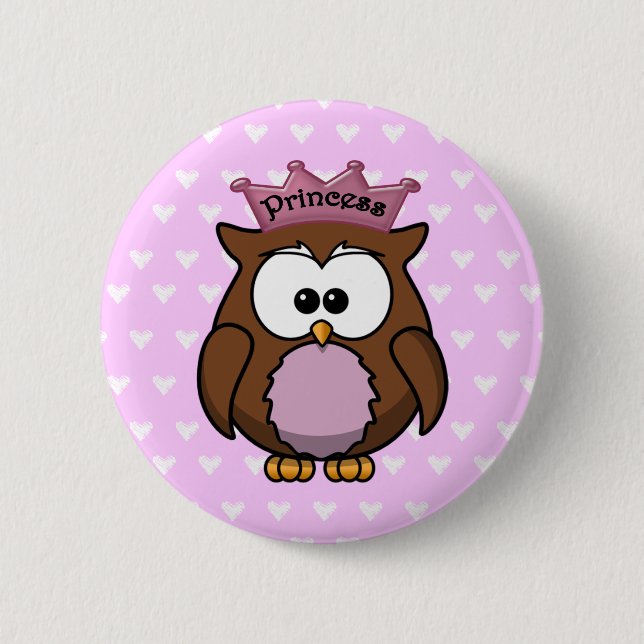 princess owl 6 cm round badge (Front)