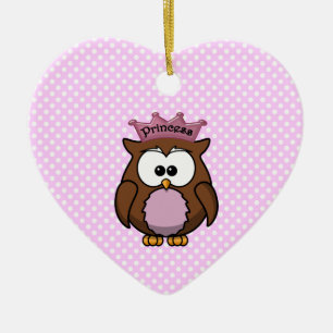 Princess owl ceramic tree decoration