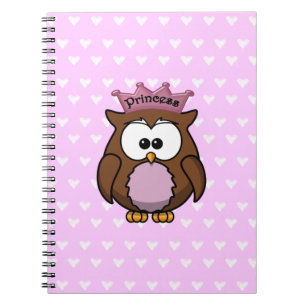 princess owl spiral notebook