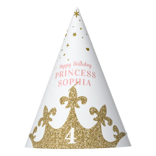 Princess Party Crown Tiara Personalised Birthday Hat (Front)