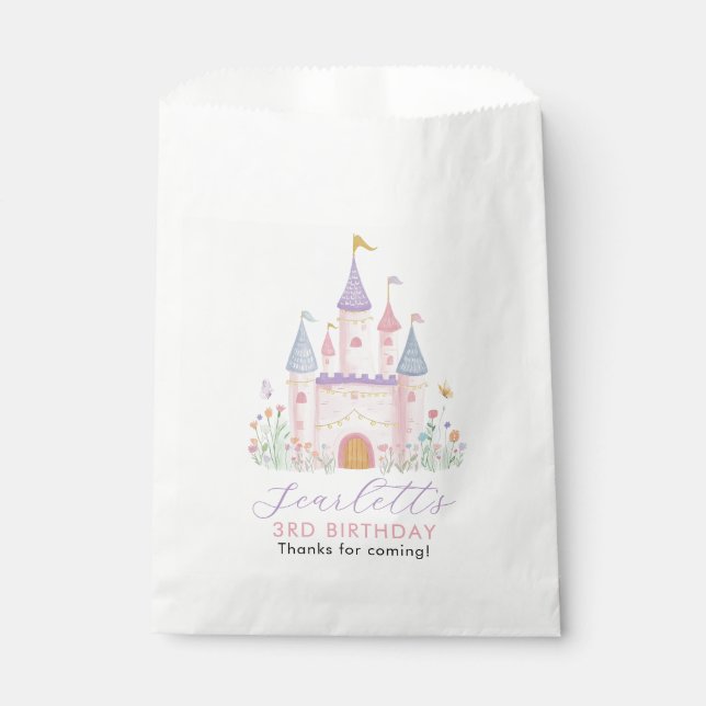 Princess party favors Girls Birthday Pastel Castle Favour Bags (Front)