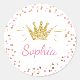 Princess Party Favour Tags Envelope Pink and Gold