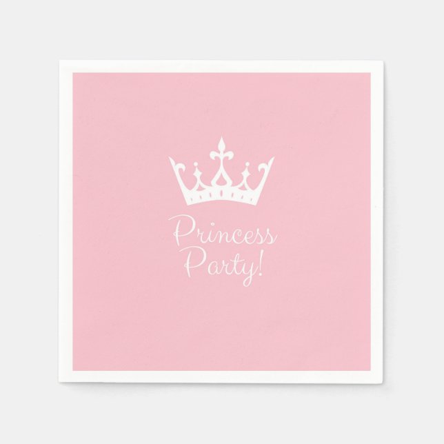 Princess Party Girly Pink and White Napkin (Front)
