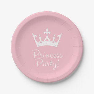 Princess Party Girly Pink and White Paper Plate