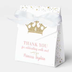 Princess Party Gold Pink Tiara Thank You Favour Box