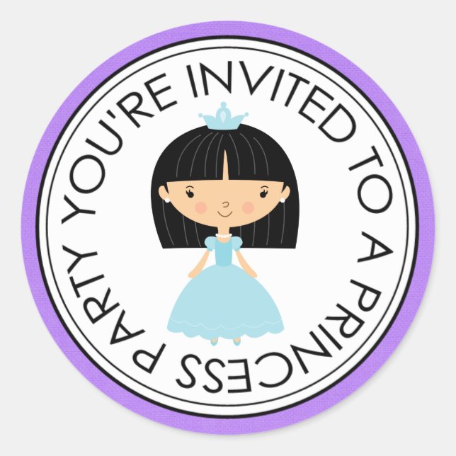 Princess Party Matching Envelope Stickers (Front)