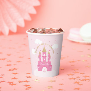 Princess Party Pink & Gold Castle Paper Cups