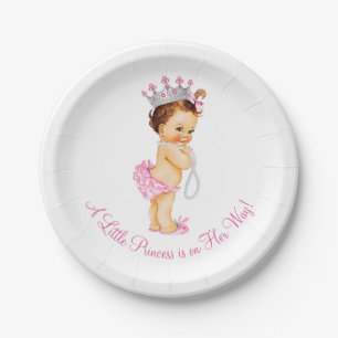 Princess Pearls Baby Shower Paper Plate