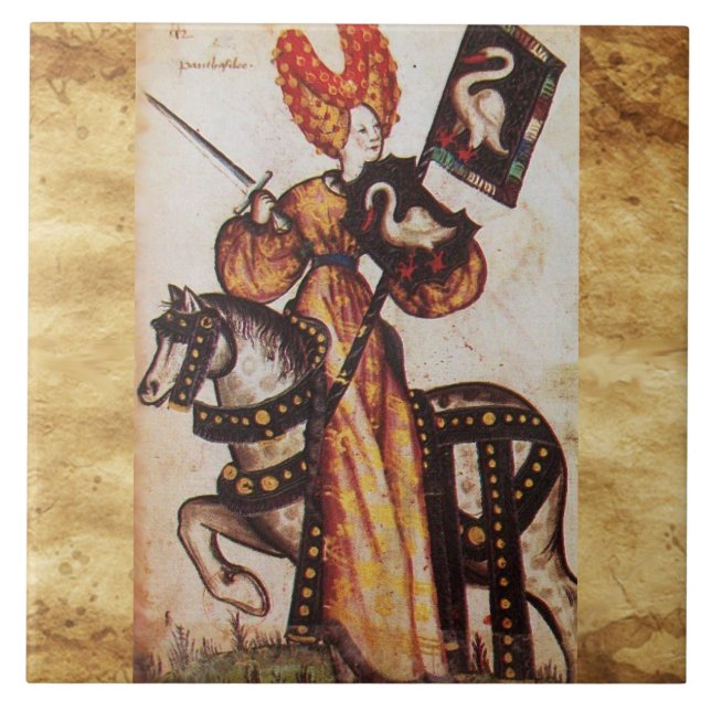 PRINCESS PENTHESILEA AS MEDIEVAL KNIGHT Heraldic  Tile (Front)