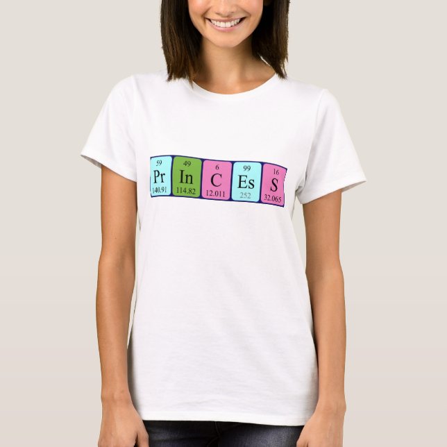 Princess periodic table name shirt (Front)
