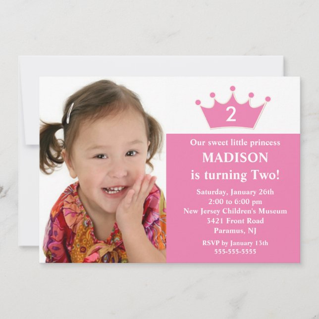 Princess Photo Birthday Invitation (Front)