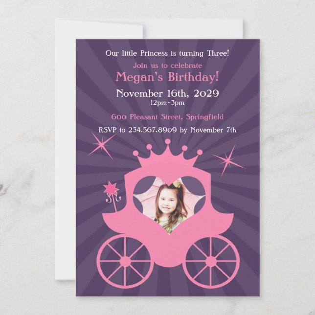 Princess Photo Birthday Invitation (Front)
