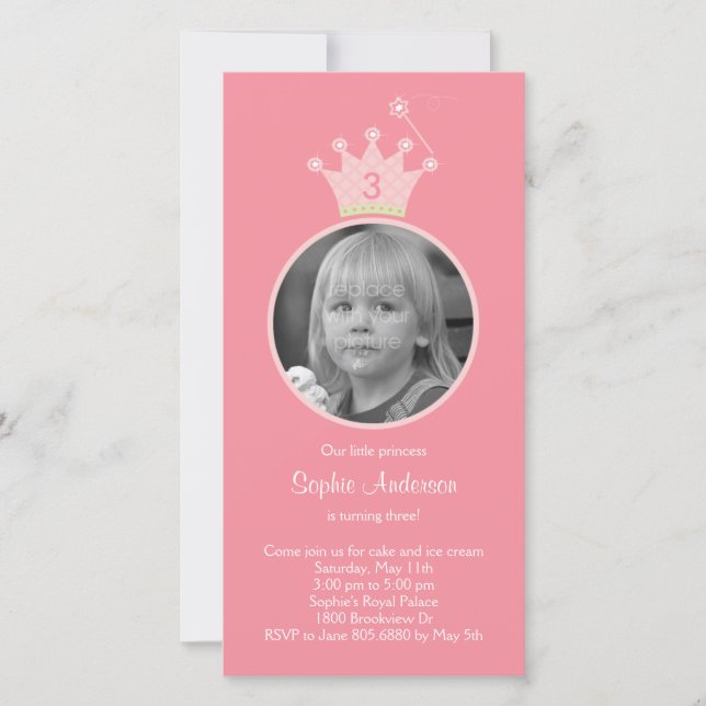 Princess Photo Birthday Party Invitation (Front)