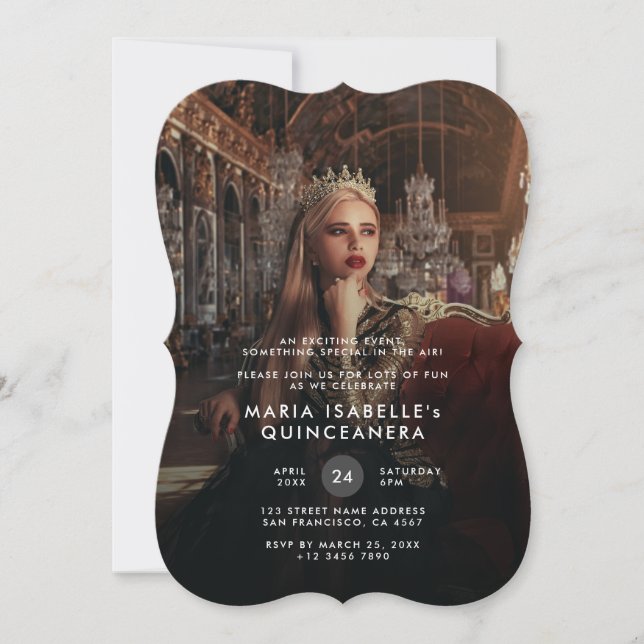 Princess Photo Quinceañera Masquerade Birthday Invitation (Front)