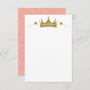Princess Pink and Gold Script Name Thank You Card
