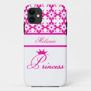 Princess-Pink and White+Personalise Name iPhone 11 Case