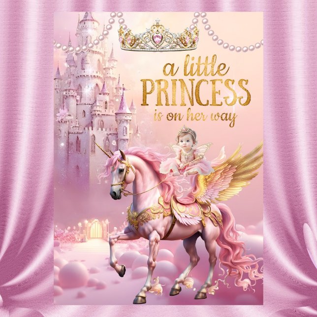 Princess Pink Baby Shower unicorn horse castle Invitation (Creator Uploaded)