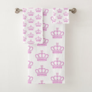 Princess Pink Crown Tiara Bath Towel Set